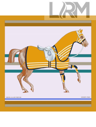 Hermes Silk Twill Horse Square Scarf 90x90 Beige 2020