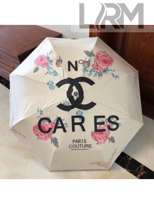 Chanel Rose Bloom Print Umbrella White 2020