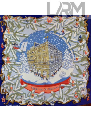 Hermes Crystal Ball Silk Twill Print Square Scarf 90x90 Blue 2020