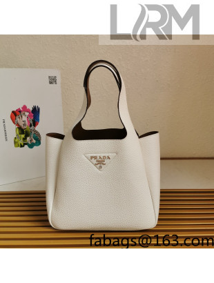 Prada Flou Leather Tote Bag 1BG335 White 2021 