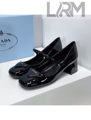 Prada Patent Leather Mary Janes Pumps 5cm Black 2022 80