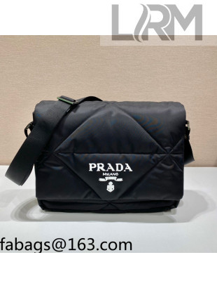 Prada Quilted Padded Nylon Shoulder Bag 1BG412 Black 2022
