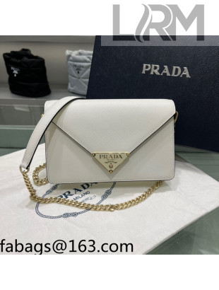 Prada Saffiano Leather Shoulder Bag 1BD318 White 2022