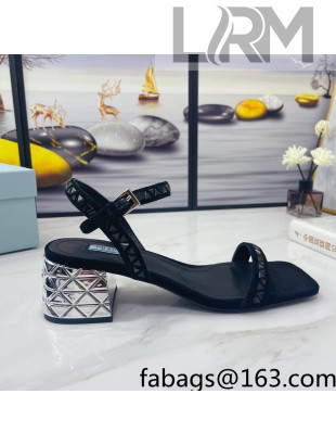 Prada Crystal Sandals 5cm Black 2022 57
