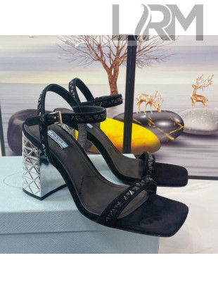Prada Crystal Sandals 9cm Black 2022 59