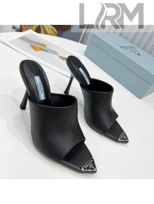 Prada Leather High Heel Mules 10cm Black 2022 49