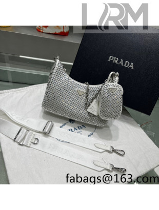 Prada Re-Edition 2005 Crystal Shoulder Bag 1BH204 White 2022