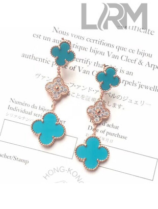 VanCleef&Arpels Magic Alhambra Three Clovers Earrings Turquoise/Rosy Gold 2018