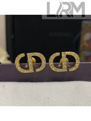 Dior Crystal CD Stud Earrings Gold 2022 040228
