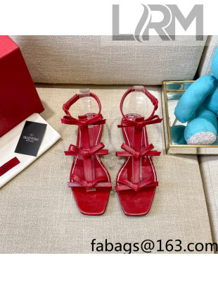 Valentino Lambskin Bow Flat Sandals Red 2021 38