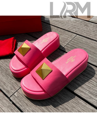 Valentino One Stud Lambskin Platform Slide Sandals Pink 2022 0323117