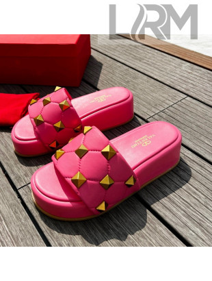 Valentino Rockstud Lambskin Platform Slide Sandals Pink 2022 0323124