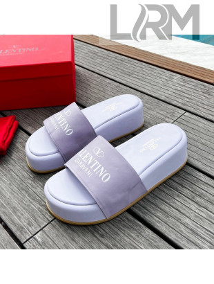 Valentino Signature Lambskin Platform Slide Sandals Purple 2022 0323129