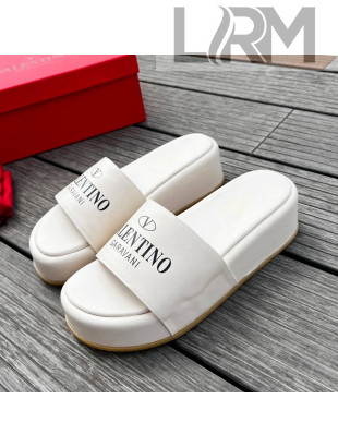 Valentino Signature Lambskin Platform Slide Sandals White 2022 0323134