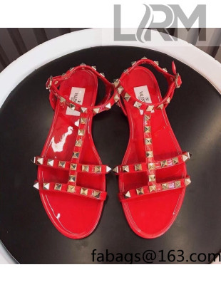 Valentino PVC Stud Flat Sandals Red 2022 86