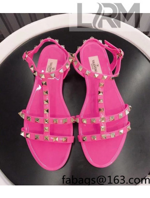 Valentino PVC Stud Flat Sandals Pink 2022 88