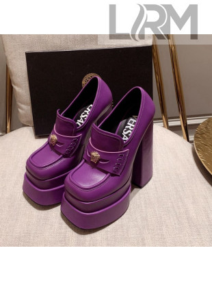 Versace Intrico High Heel Platform Loafers Pumps 15.5cm Purple 2022 