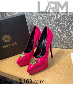 Versace La Medusa Patent Leather Plarform Pumps 14.5cm Hot Pink 2022 