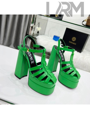Versace Calfskin La Medusa Platform Sandals 15.5cm Green 2022 