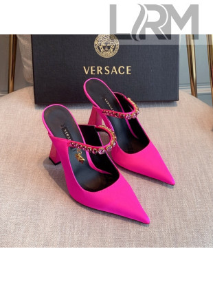 Versace Silk High Heel Mules 11cm Pink 2022 031949