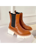 Stella McCartney Shiny Leather Platform Ankle Boots 7cm Brown 2021 06