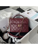 Chanel Crumpled Calfskin Mini Flap Bag with Top Handle AS2892 Burgundy 2021 