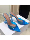Amina Muaddi TPU Pointed Slide Sandals 9.5cm Sky Blue 2021 61