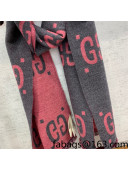 Gucci Maxi-GG Wool Scarf 35x190cm Grey/Pink 2021 11