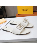 Fendi Baguette Leather Slide Sandals White 2022 02