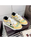 Valentino One Stud Print Leather Low-Top Sneakers Yellow/White 2021