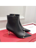 Valentino Rockstud Ankle Boots with Sculpted Heel 7cm Black/Gold 2021