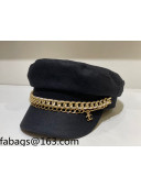 Chanel Wool Hat with Chain Charm Black 2021 
