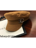 Chanel Wool Hat with Chain Charm Brown 2021 