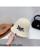 Dior Logo Shearling Bucket Hat White 2021