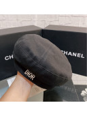 Dior Canvas Beret Hat Black 2021