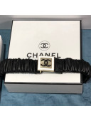 Chanel Pleated Lambskin Belt 3cm with CC Square Buckle AA7800 Black 2021