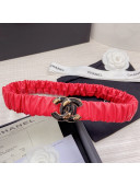 Chanel Pleated Lambskin Belt 3cm with CC Buckle AA7696 Red 2021