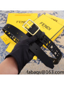 Fendi FF Cutout Leather Belt 3.5cm Black 2022 031156