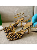 Bottega Veneta Stretch Striped Insole Sandals 9cm Gold 2021 