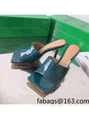 Bottega Veneta Stretch Patent Leather High Heel Slide Sandals 9cm Blaster Blue 2022