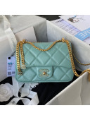 Chanel Lambskin & Enamel Mini Flap Bag AS3113 Light Green 2021
