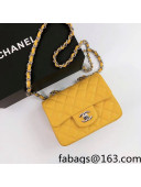 Chanel Iridescent Grained Mini Square Flap Bag A35200 Yellow/Silver 2021 31
