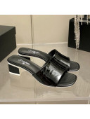 Chanel Patent Calfskin Slide Sandals 4.5cm G38689 Black 2022 