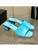 Chanel Patent Calfskin Slide Sandals 4.5cm G38689 Blue 2022 