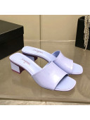 Chanel Patent Calfskin Slide Sandals 4.5cm G38689 Light Purple 2022 