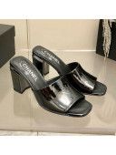 Chanel Patent Calfskin Slide Sandals 8.5cm G38688 Black 2022 