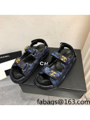 Chanel Quilted Fabric Strap Flat Sandals Blue 2022 29