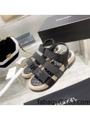 Chanel Fabric Strap Flat Sandals Black 2022 49
