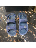 Chanel Velvet Strap Flat Sandals Blue 2022 32
