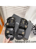Chanel Quilted Fabric Strap Flat Sandals Black 2022 43